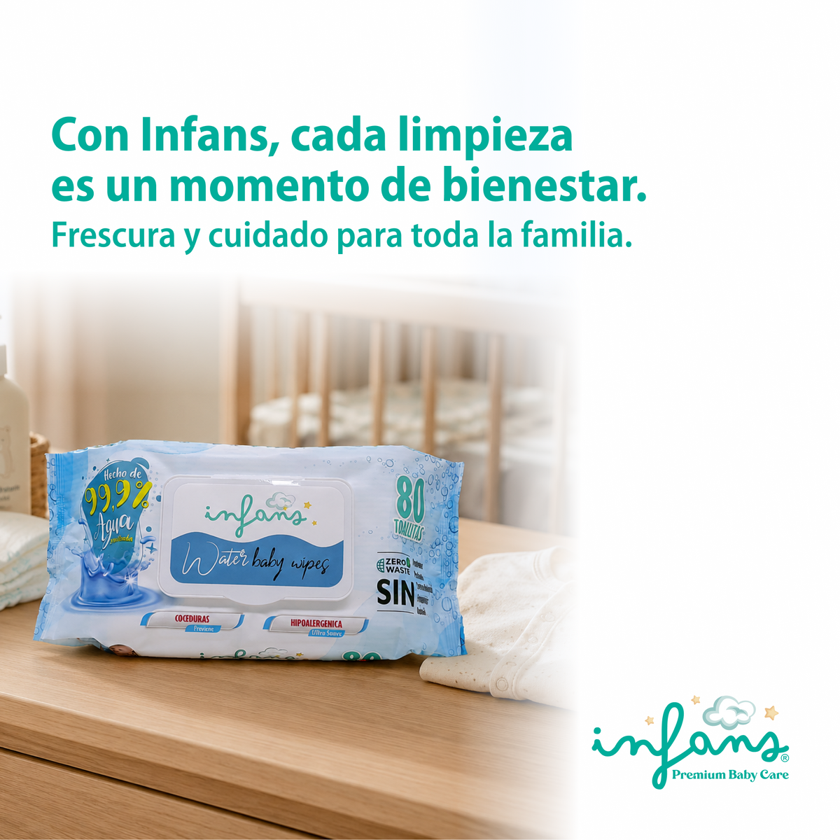 Toallitas Infans 99,9% Agua Hipoalergénicas 3x80 – 240 Unidades