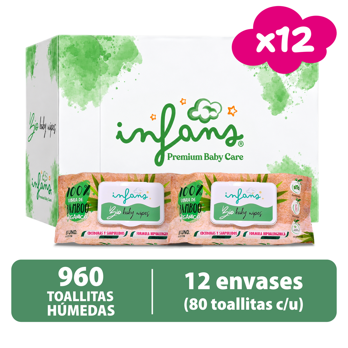 Toallitas Infans Bamboo Bio 12x80 – 960 Unidades