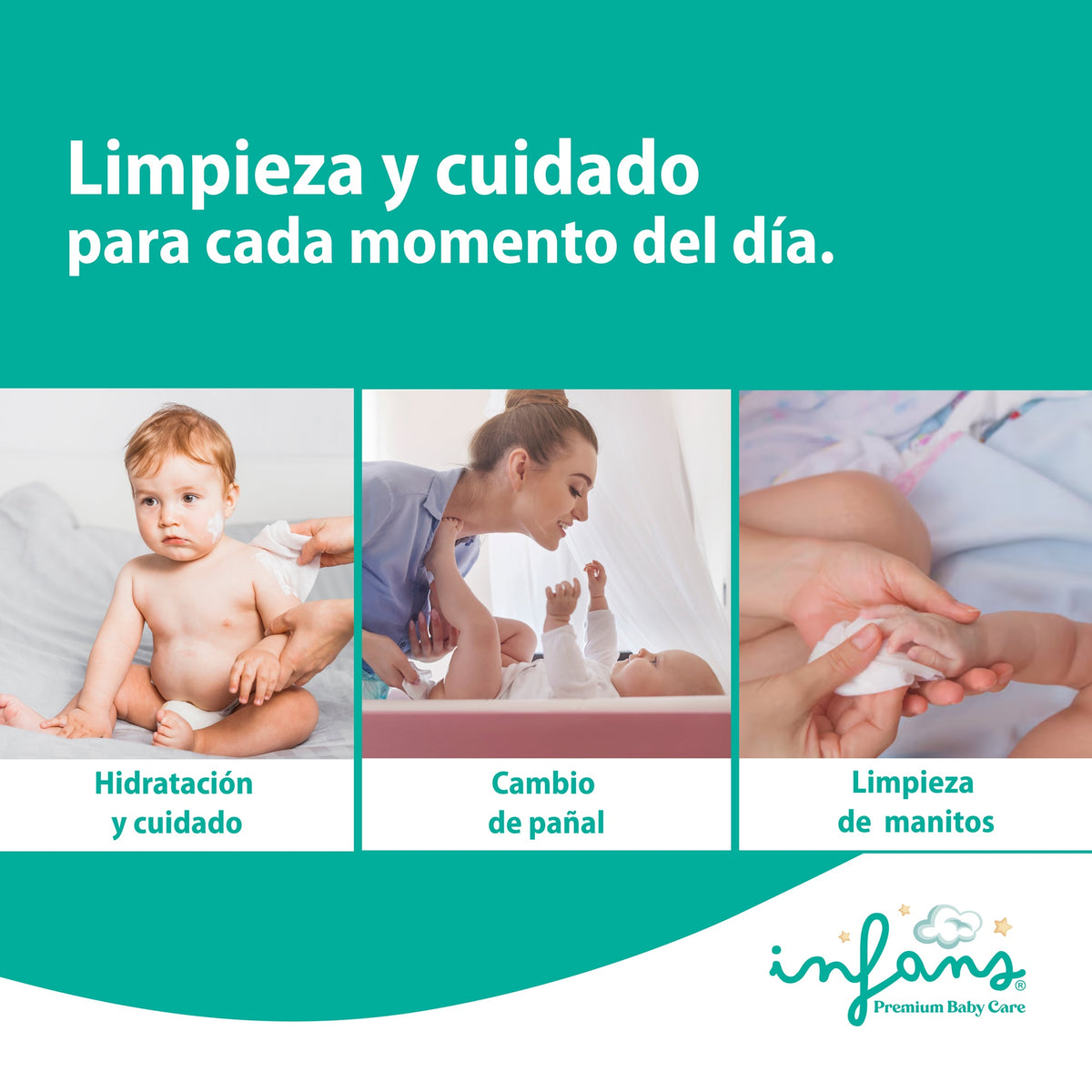 Toallitas Húmedas INFANS 99,9% Agua · Caja 24 x 80 con tapa (1.920 un.)