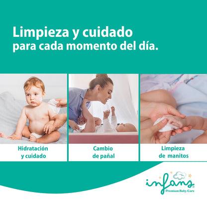 Toallitas Húmedas INFANS 99,9% Agua · Caja 24 x 80 con tapa (1.920 un.)