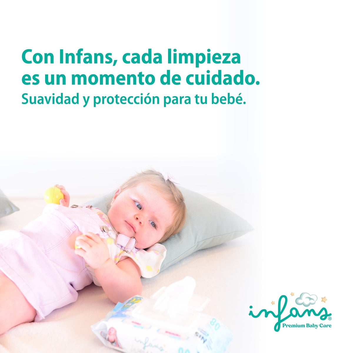 Toallitas Húmedas INFANS 99,9% Agua · Caja 24 x 80 con tapa (1.920 un.)