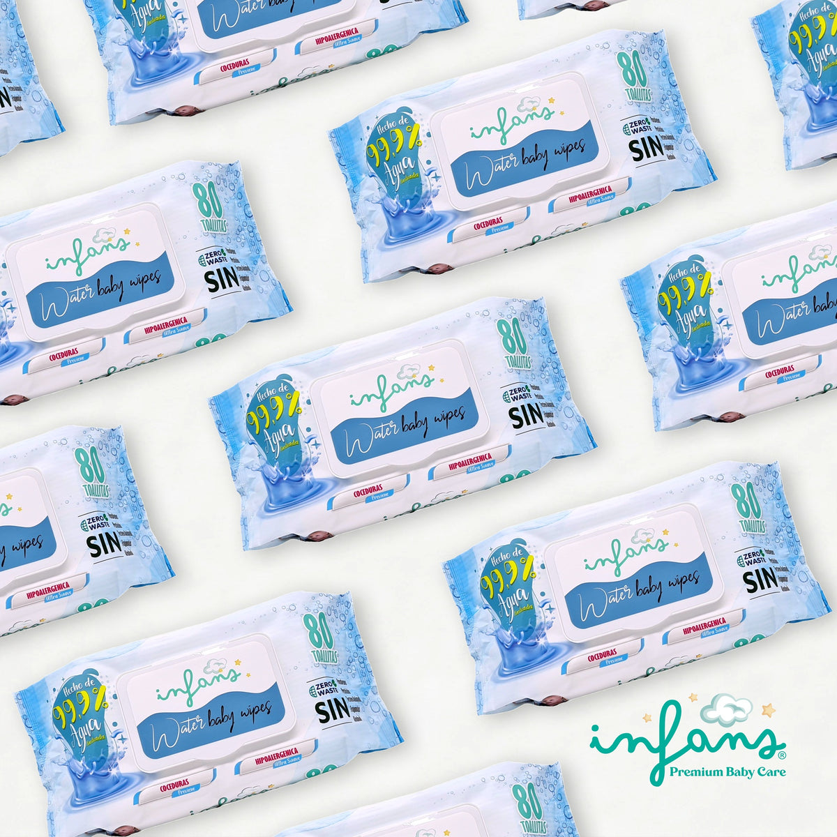 Toallitas Húmedas INFANS 99,9% Agua · Caja 24 x 80 con tapa (1.920 un.)