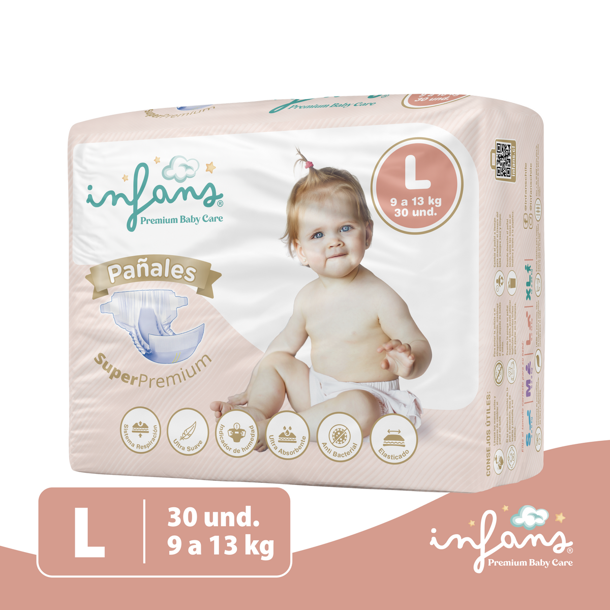 Pañal Infans Super Premium Talla L – 30 Unidades