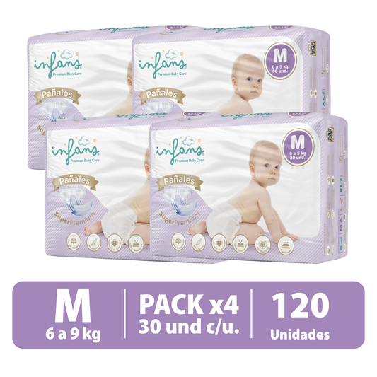 Pañal Infans Super Premium Talla M 4x30 – 120 Unidades