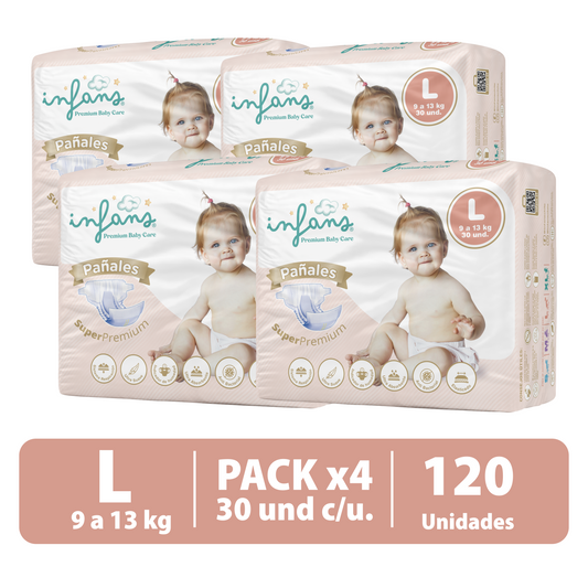 Pañal Infans Super Premium Talla L 4x30 – 120 Unidades