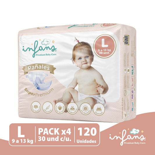 Pañal Infans Super Premium Talla L 4x30 – 120 Unidades