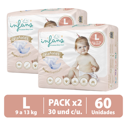 Pañal Infans Super Premium Talla L 2x30 – 60 Unidades