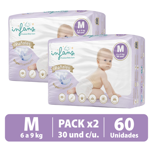 Pañal Infans Super Premium Talla M 2x30 – 60 Unidades