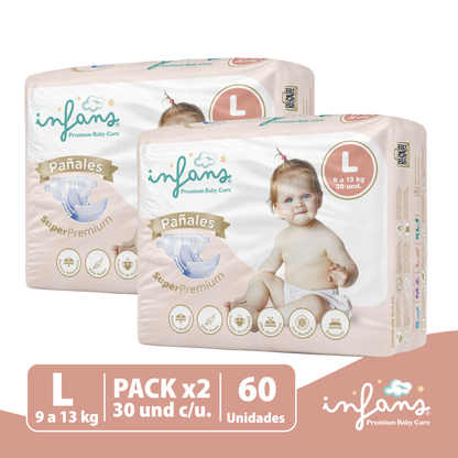 Pañal Infans Super Premium Talla L 2x30 – 60 Unidades