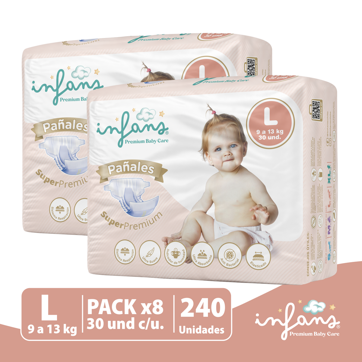 Pañal Infans Super Premium Talla L 8x30 – 240 Unidades