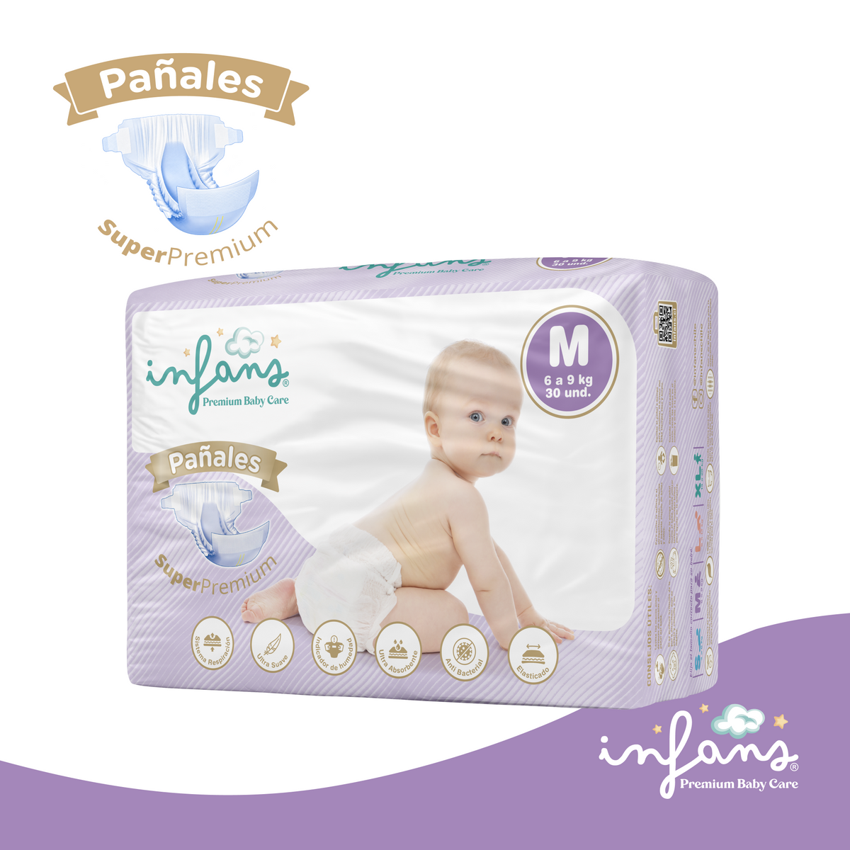 Pañal Infans Super Premium Talla M 8x30 – 240 Unidades