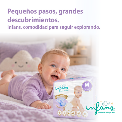 Pañales INFANS Super Premium · Talla M (6-9 kg) · Pack 120 un.