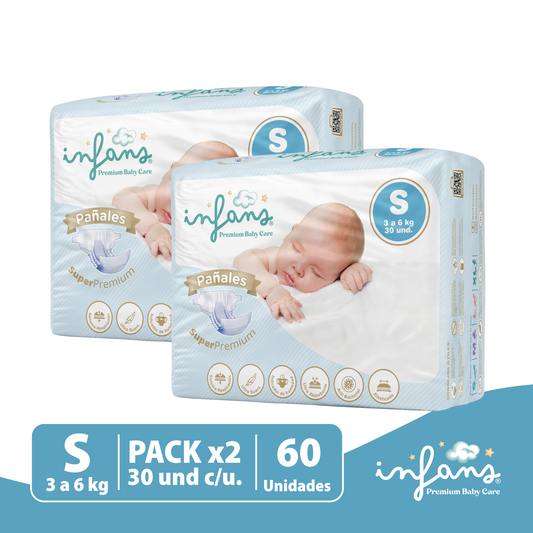 Pañal Infans Super Premium Talla S 2x30 – 60 Unidades