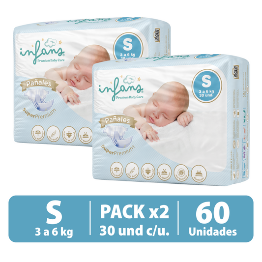 Pañal Infans Super Premium Talla S 2x30 – 60 Unidades