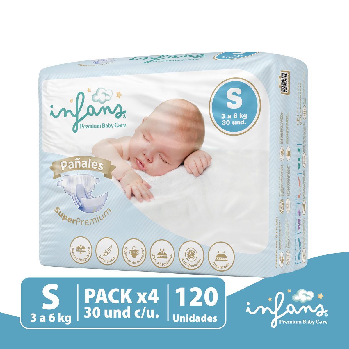 Pañal Infans Super Premium Talla S 8x30 – 240 Unidades