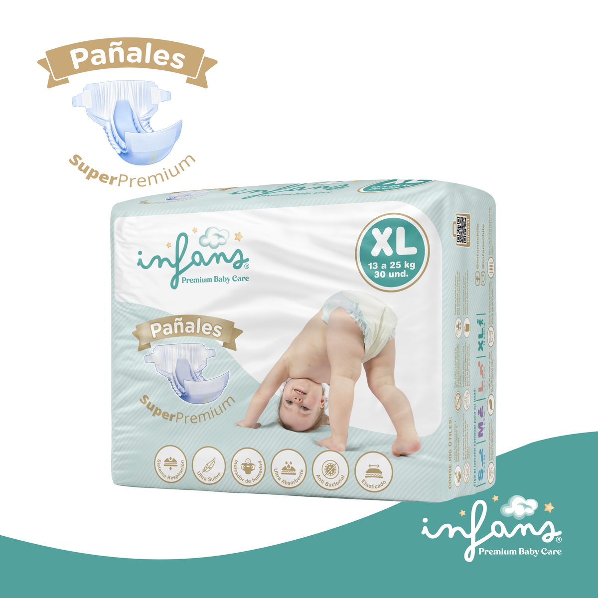 Pañal Infans Super Premium Talla XL 2x30 – 60 Unidades