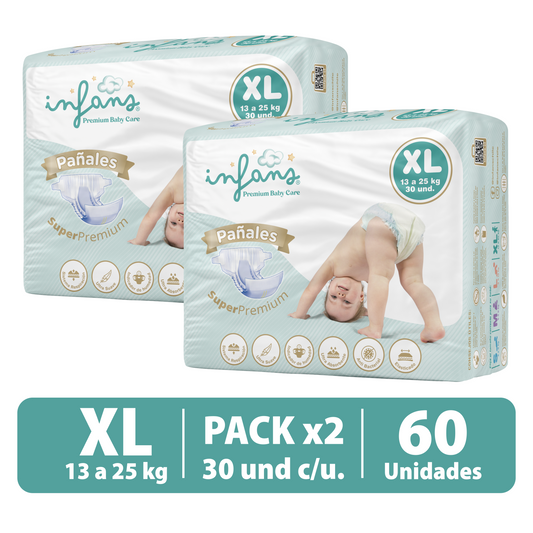 Pañal Infans Super Premium Talla XL 2x30 – 60 Unidades