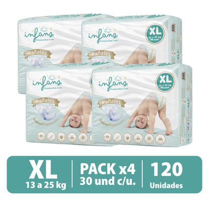 Pañal Infans Super Premium Talla XL 4x30 – 120 Unidades