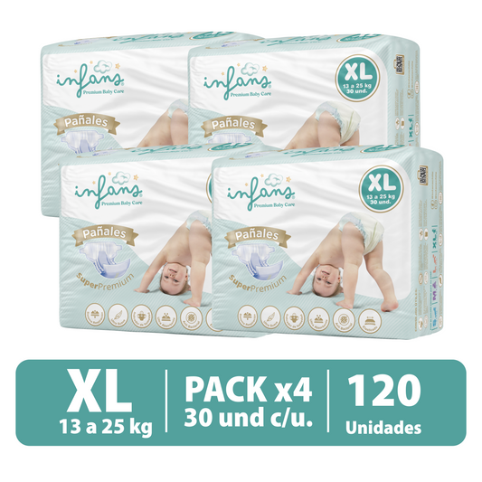 Pañal Infans Super Premium Talla XL 4x30 – 120 Unidades