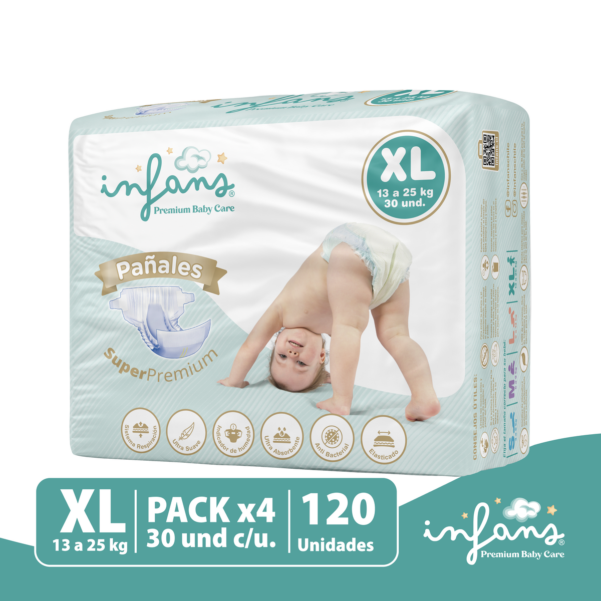 Pañal Infans Super Premium Talla XL 4x30 – 120 Unidades
