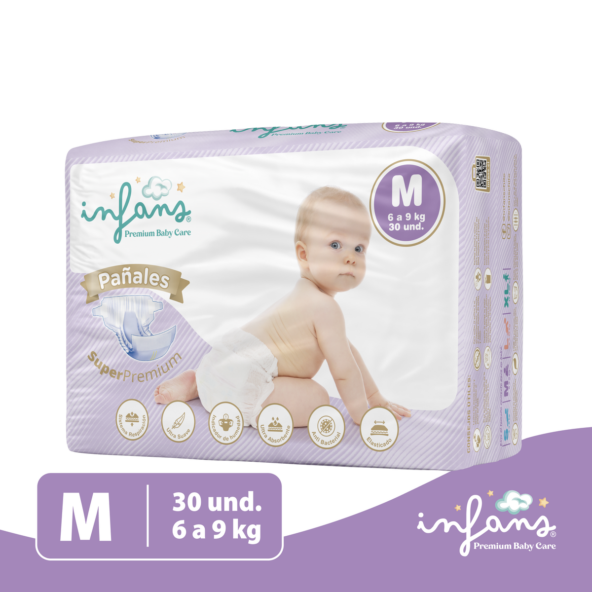 Pañal Infans Super Premium Talla M – 30 Unidades