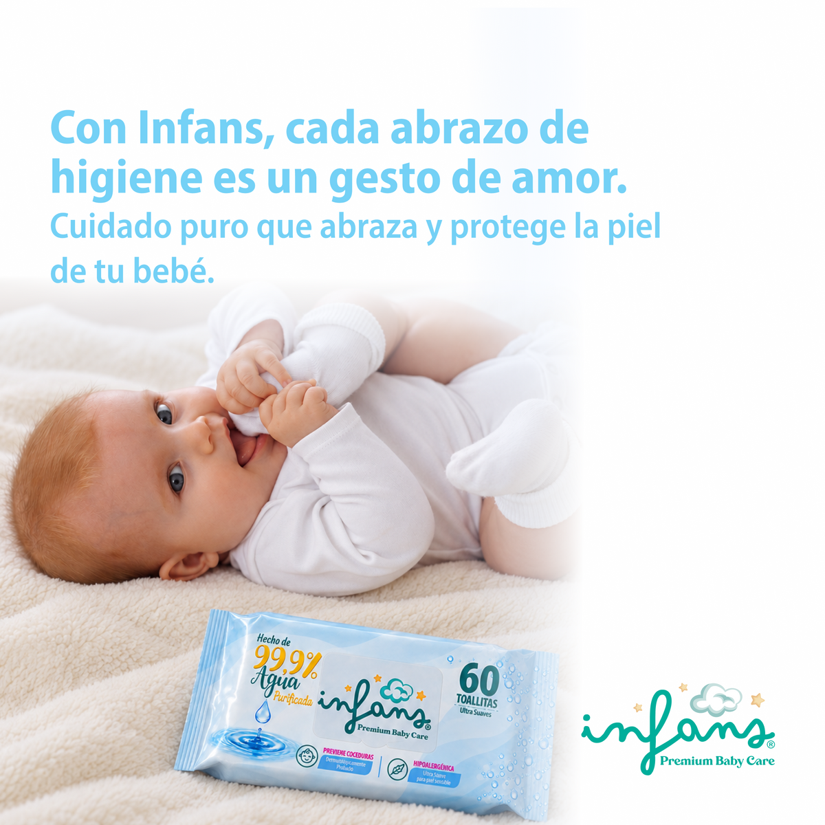 Toallitas Infans 99,9% Agua Hipoalergénicas 12x60 – 720 Unidades