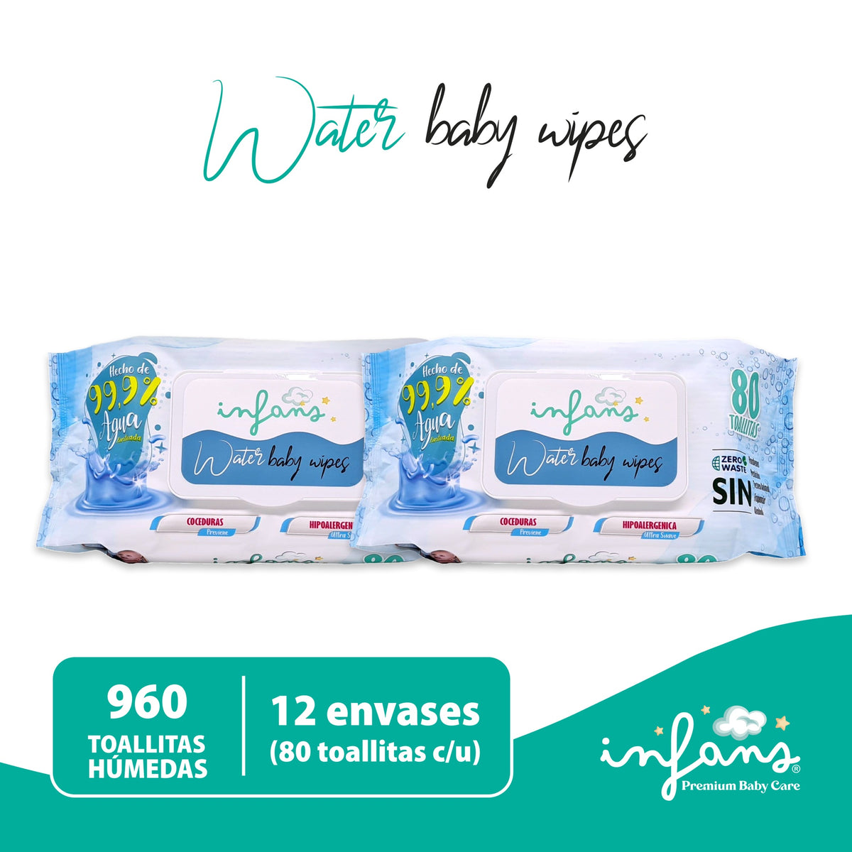 Toalla Húmeda Infans 99.9% Agua Hipoalergénicas 3x80 – 240 Unidades