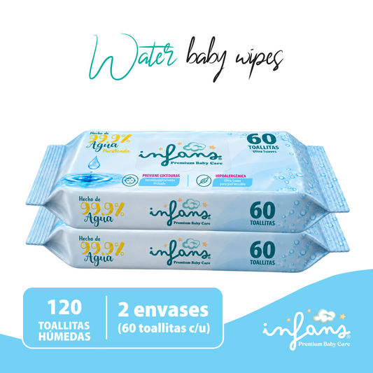 Toallitas Infans 99,9% Agua Hipoalergénicas 2x60 – 120 Unidades
