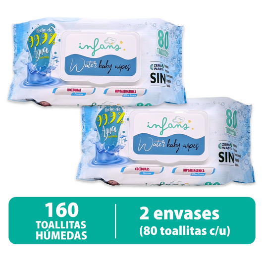 Toallitas Infans 99,9% Agua Hipoalergénicas 2x80 – 160 Unidades