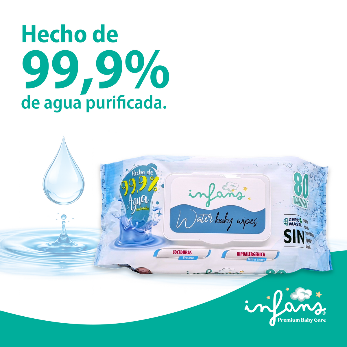 Toallitas Infans 99,9% Agua Hipoalergénicas 3x80 – 240 Unidades